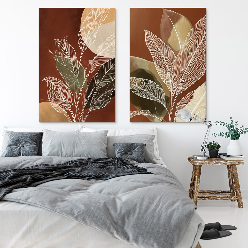 Painting of leaves and circles