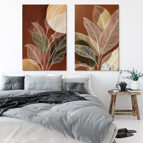 Painting of leaves and circles