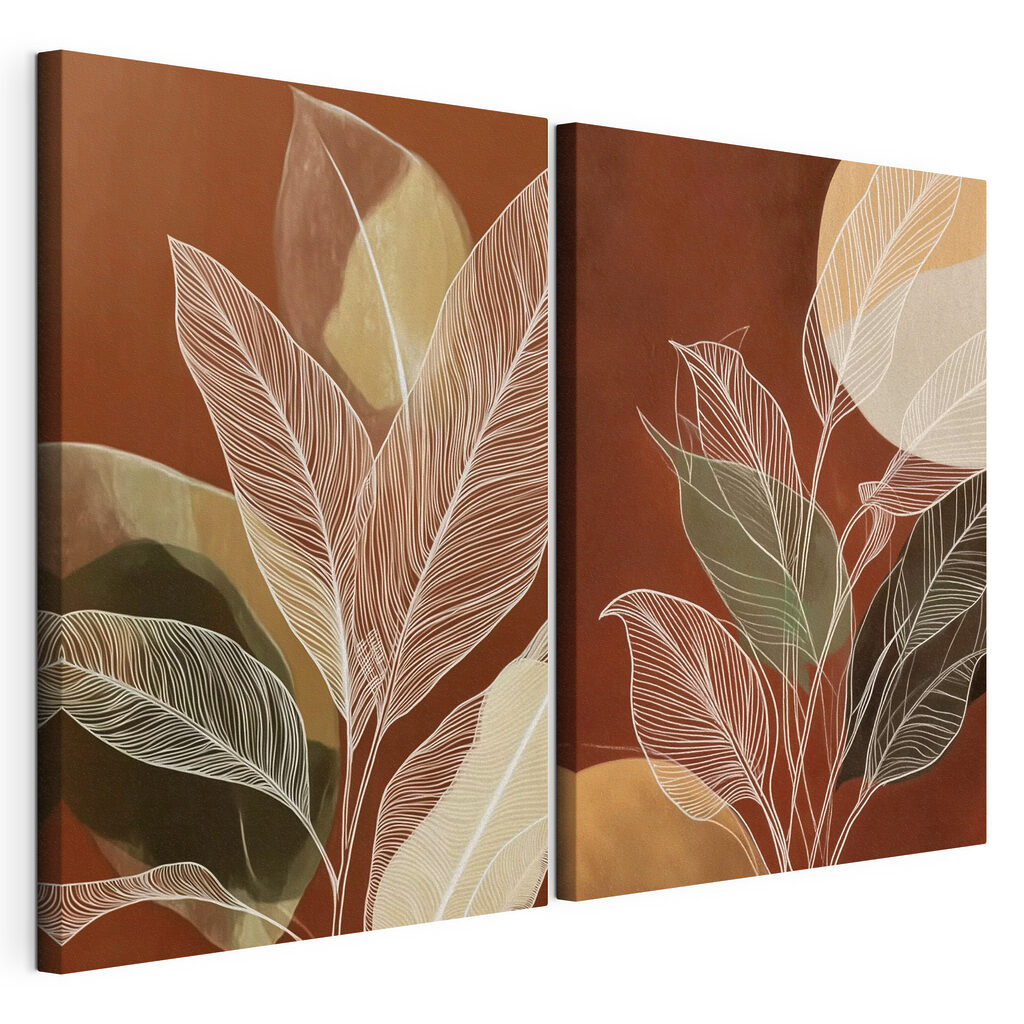 Painting of leaves and circles