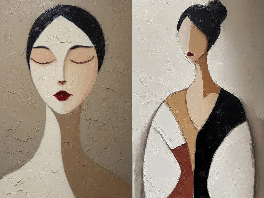 Collage of a painting of a woman