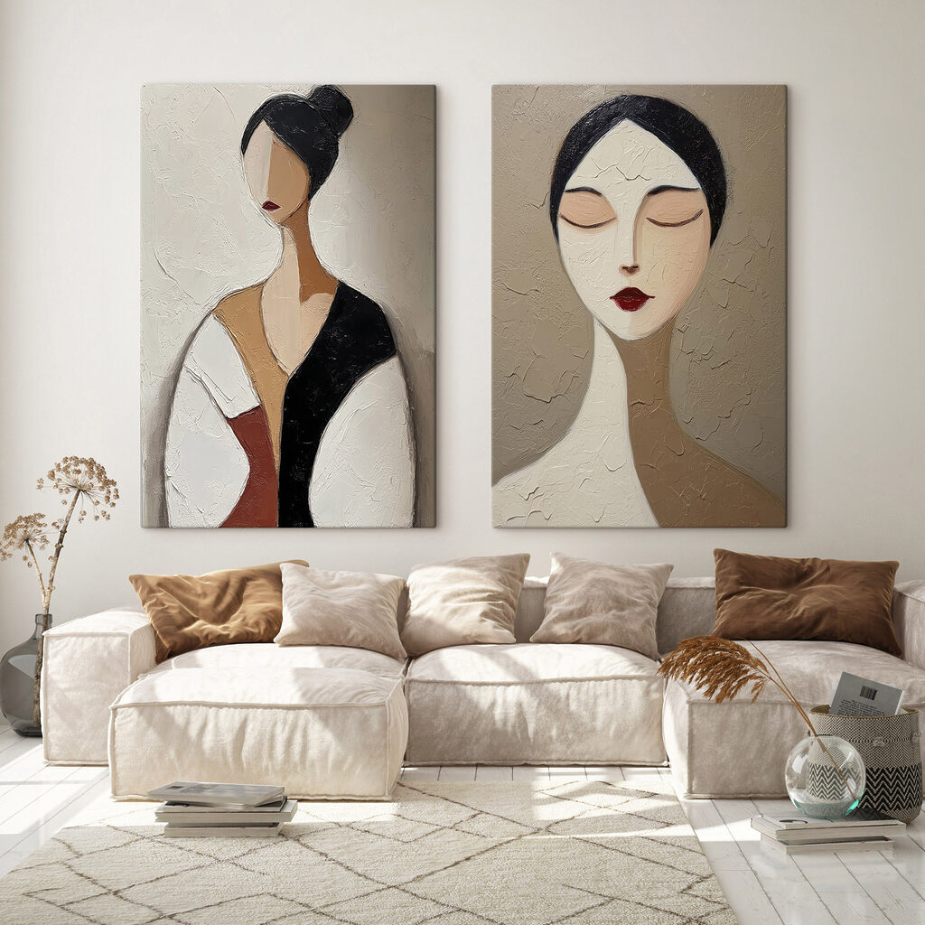 Collage of a painting of a woman