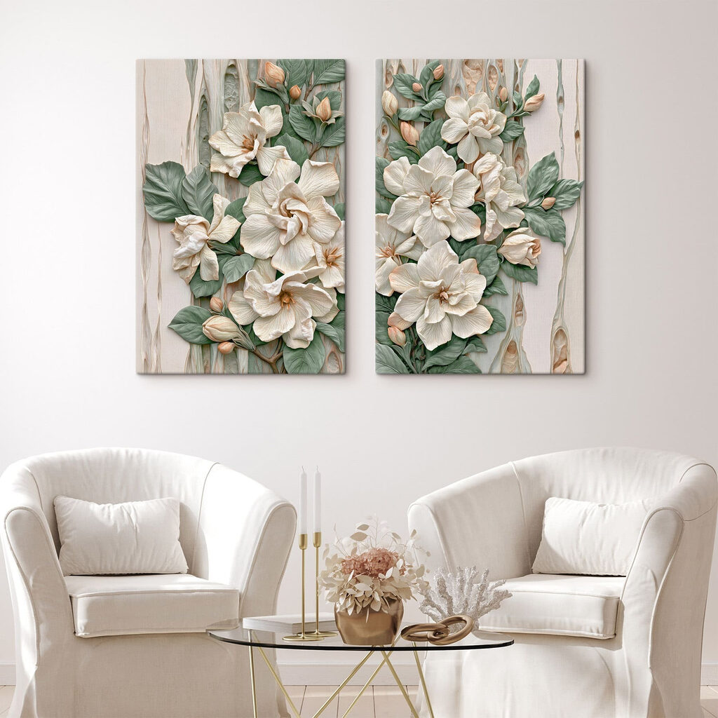 Collage of flowers and leaves