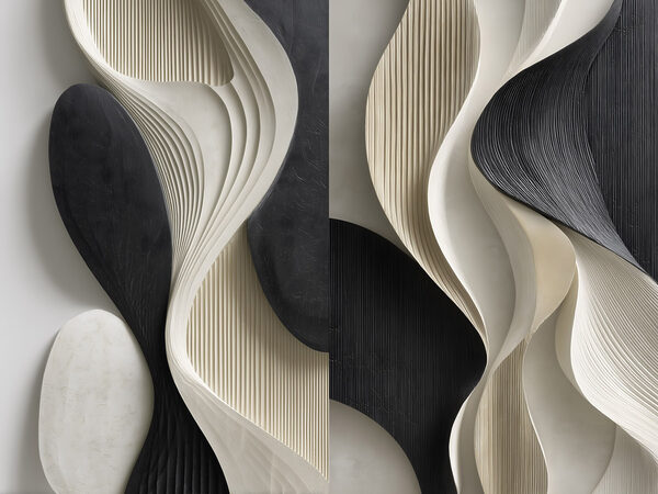 Fluid shapes in contrasting colors