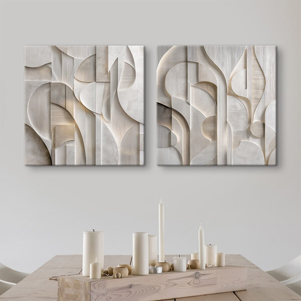 Abstract curves in soft neutral tones