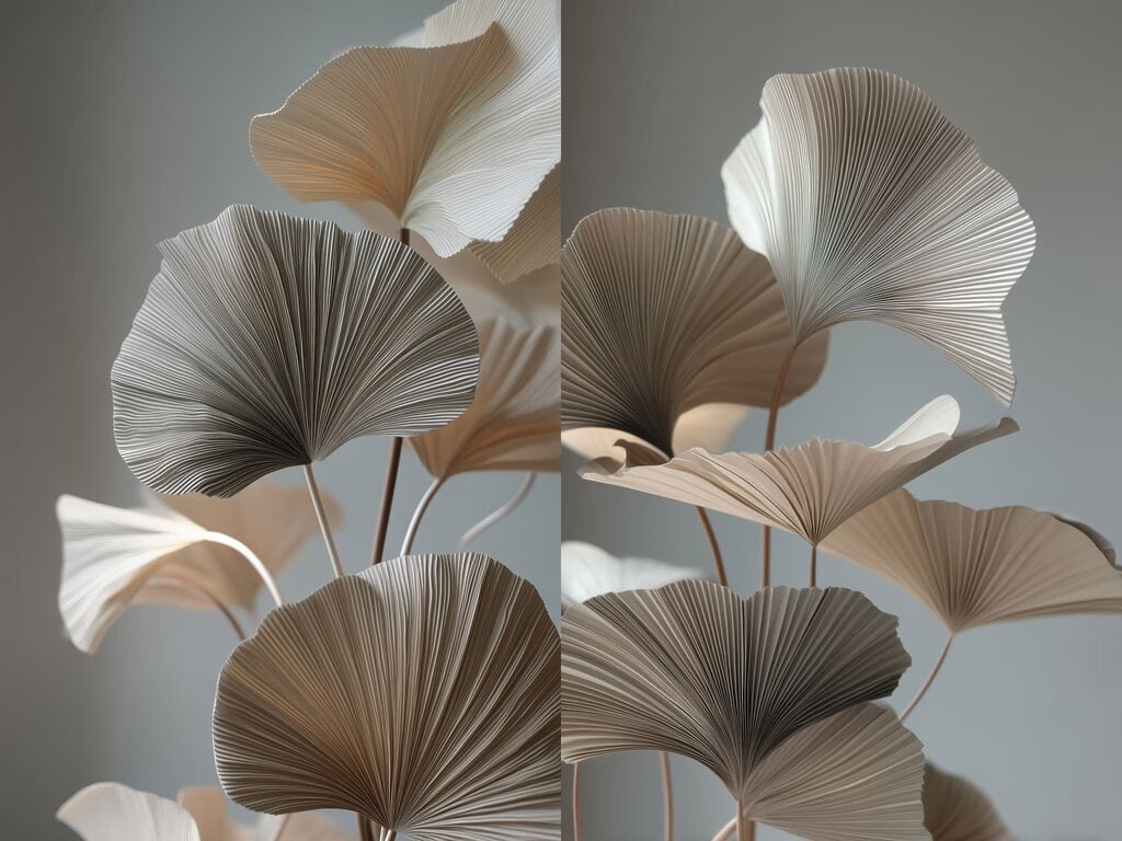 Elegant paper leaves in soft hues