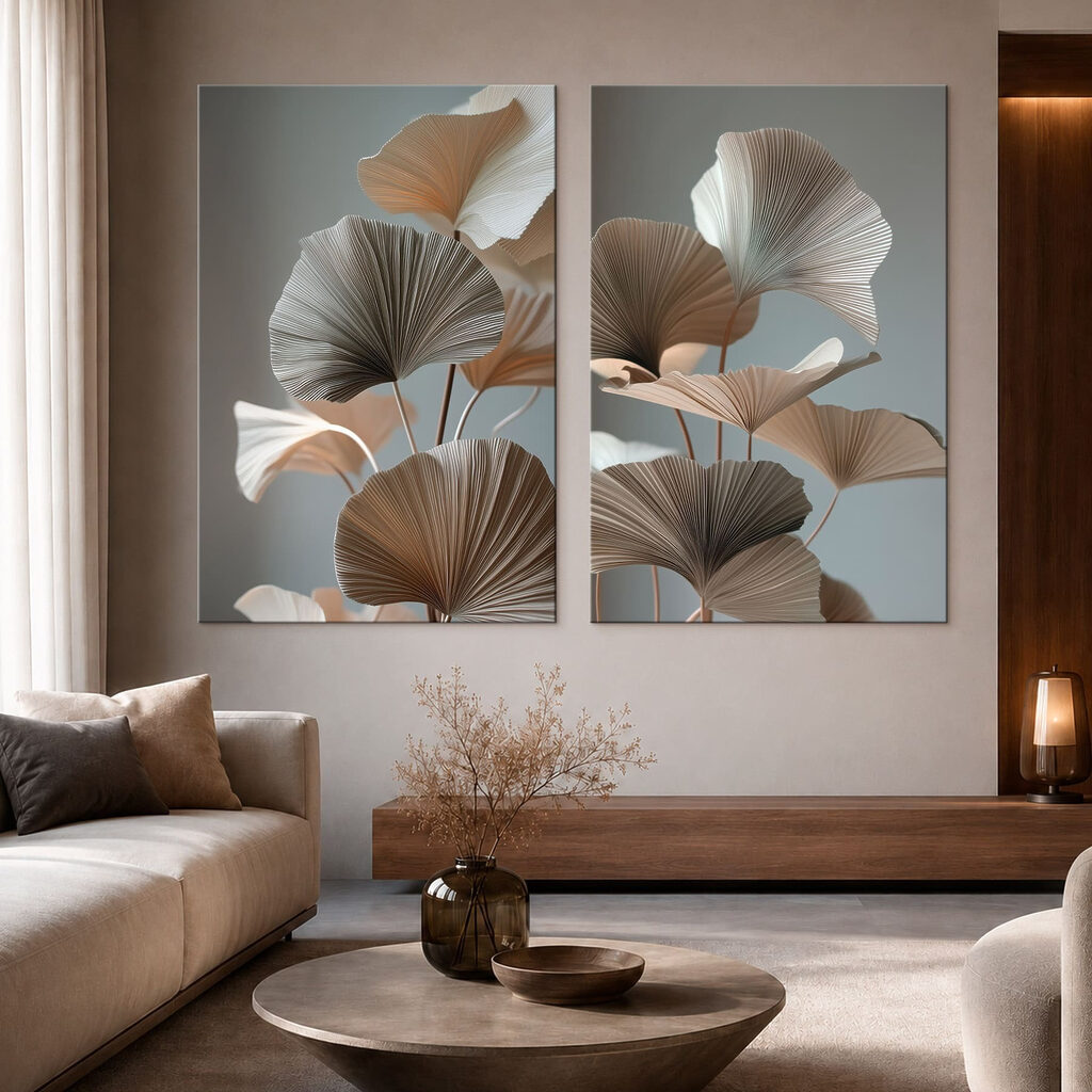 Elegant paper leaves in soft hues