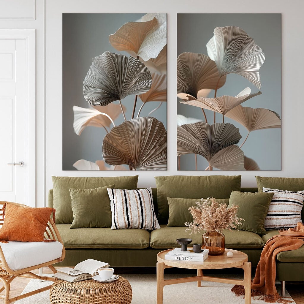 Elegant paper leaves in soft hues