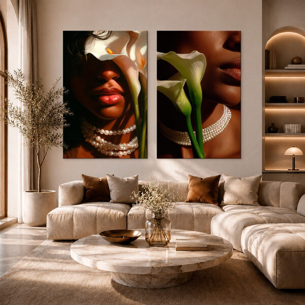 Woman with flowers and necklaces
