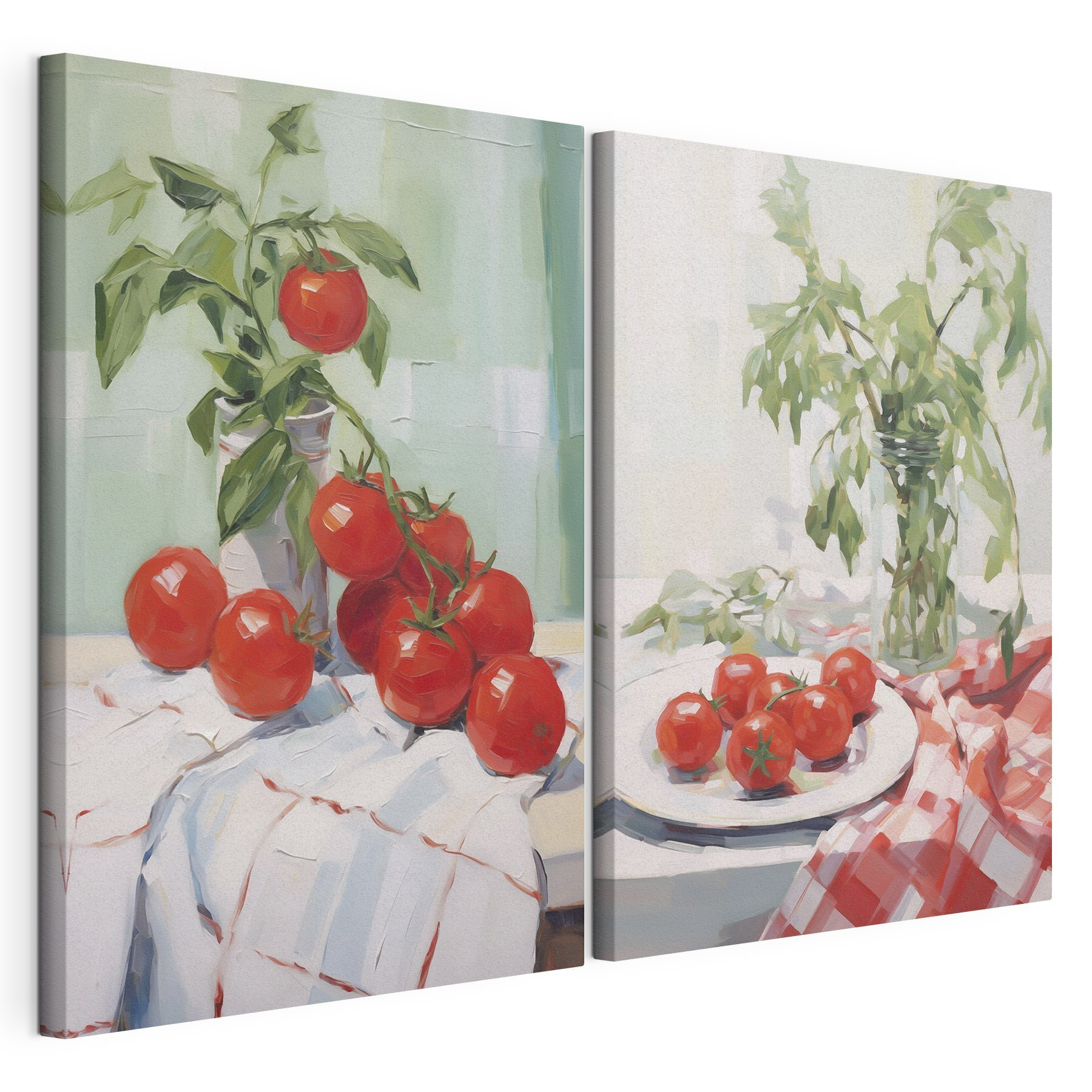 Painting of tomatoes on a table