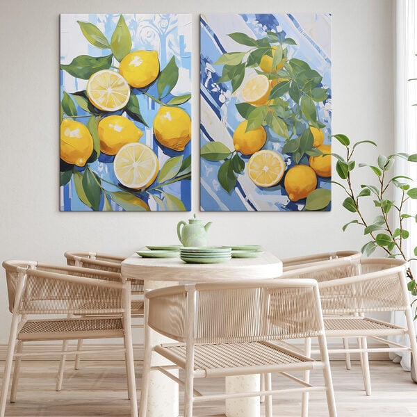 Painting of lemons and leaves