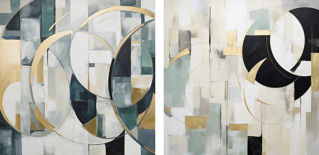 Two paintings of different colors