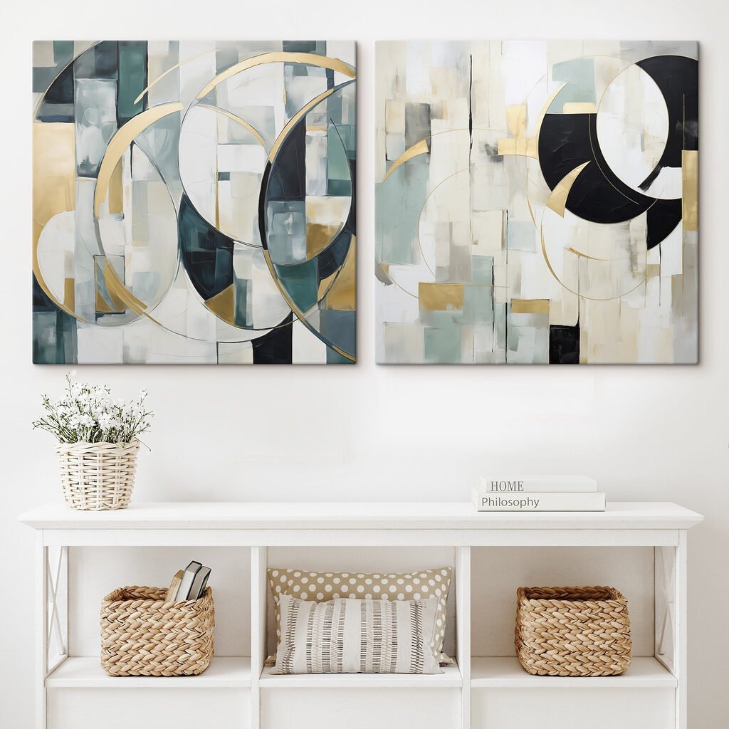 Two paintings of different colors