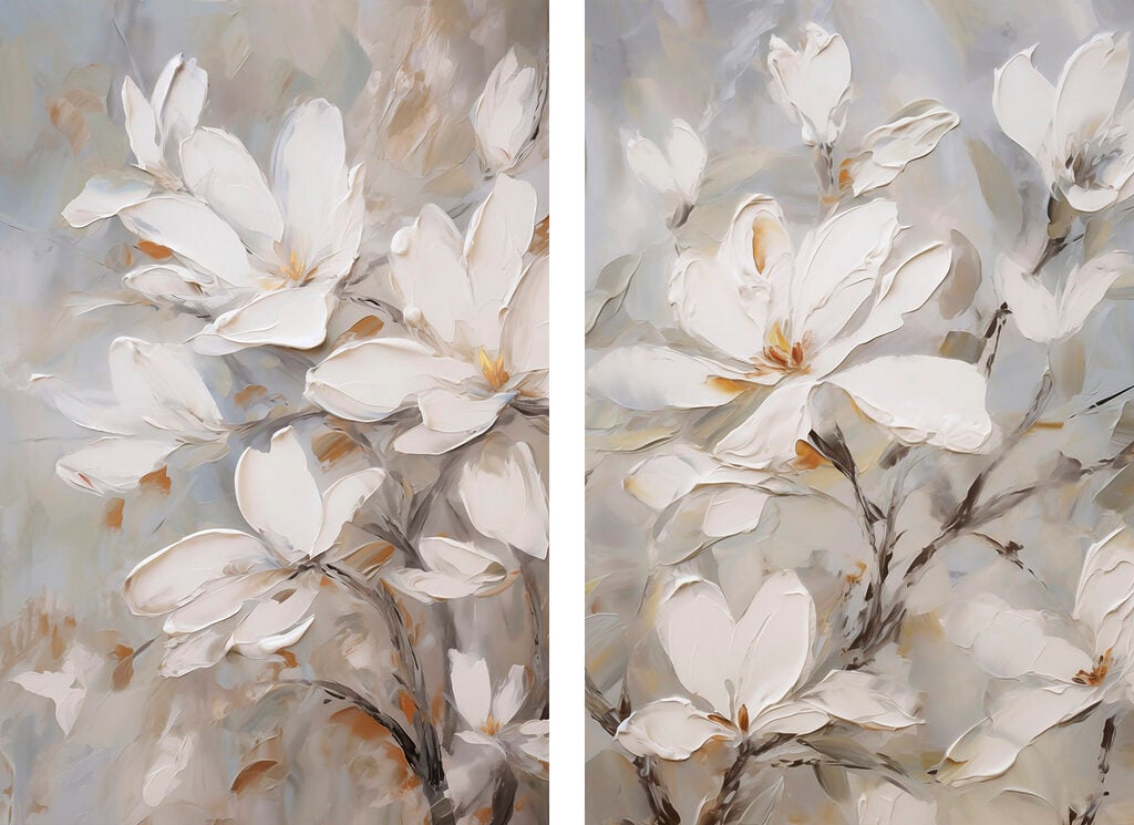 Painting of flowers on canvas