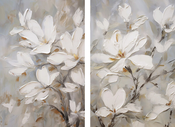Painting of flowers on canvas