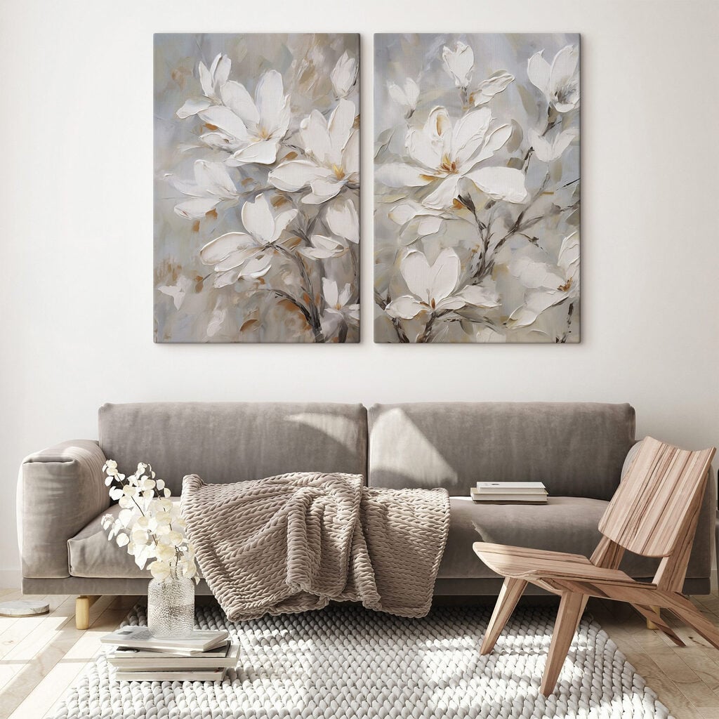 Painting of flowers on canvas