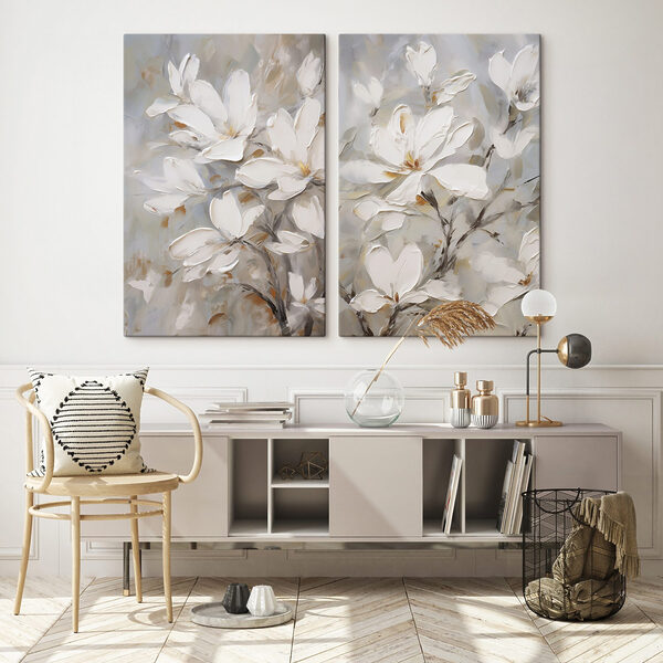 Painting of flowers on canvas