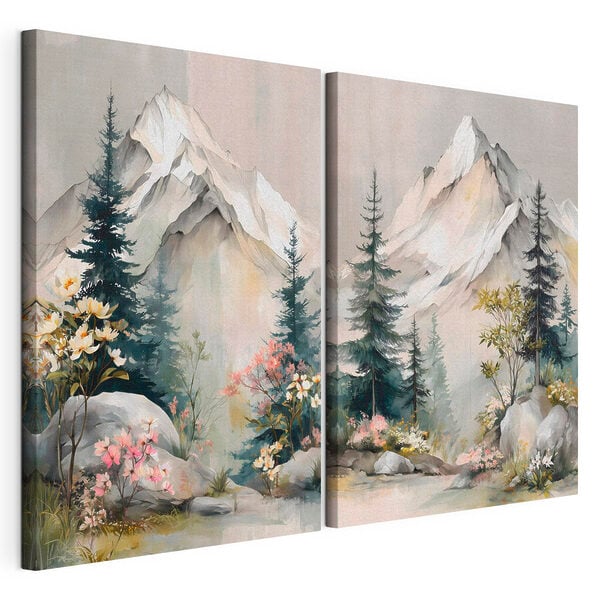 Painting of mountains and trees