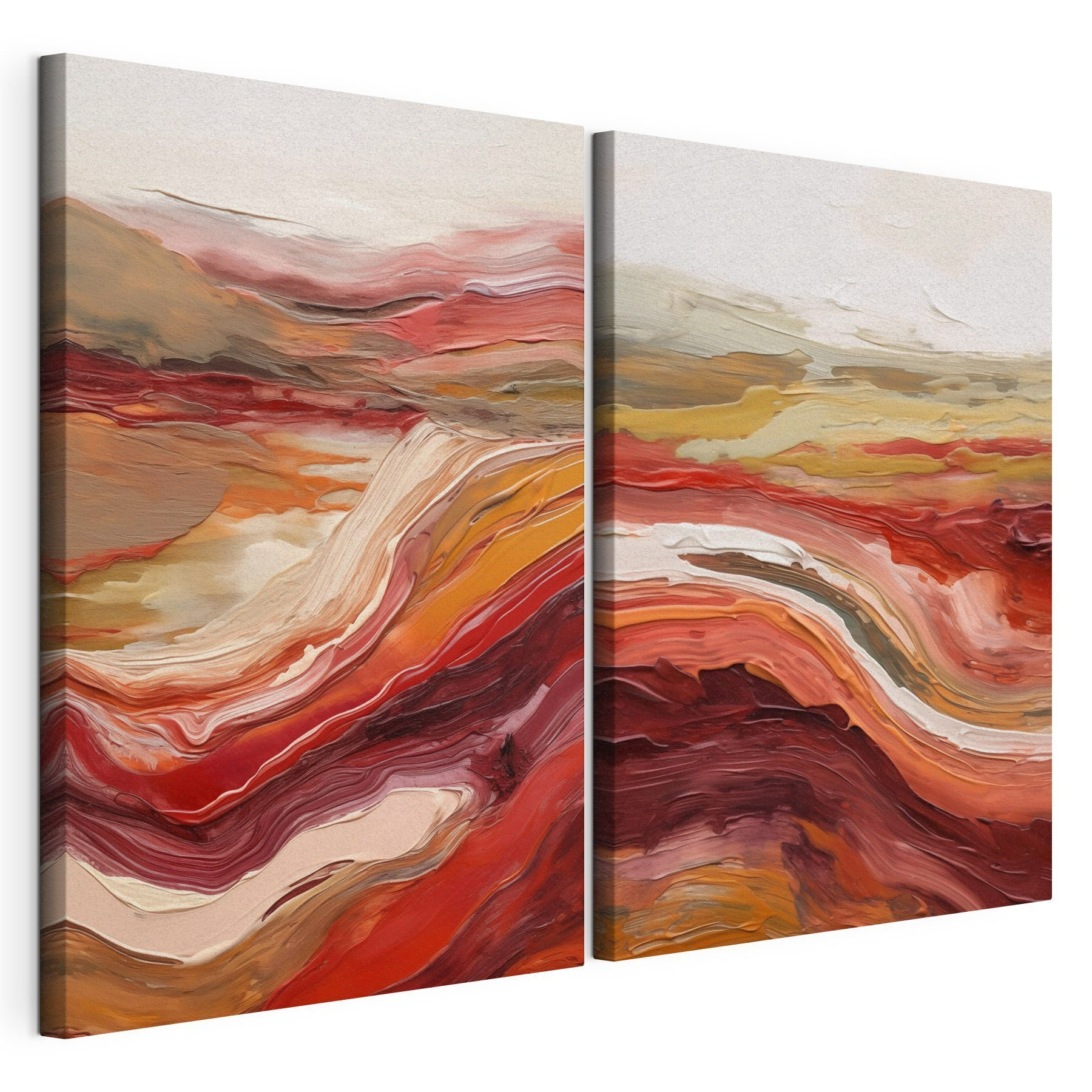 Painting of red and white waves