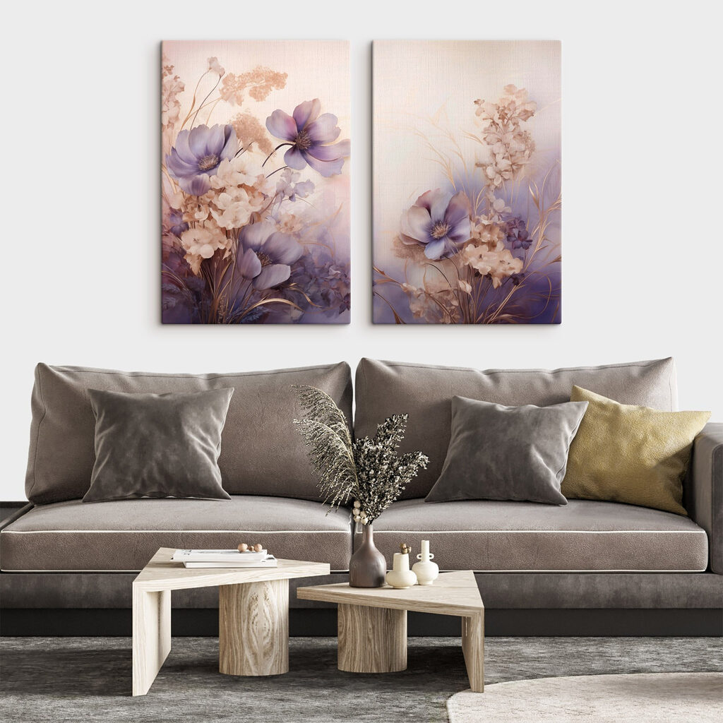 Delicate flowers in soft pastel hues