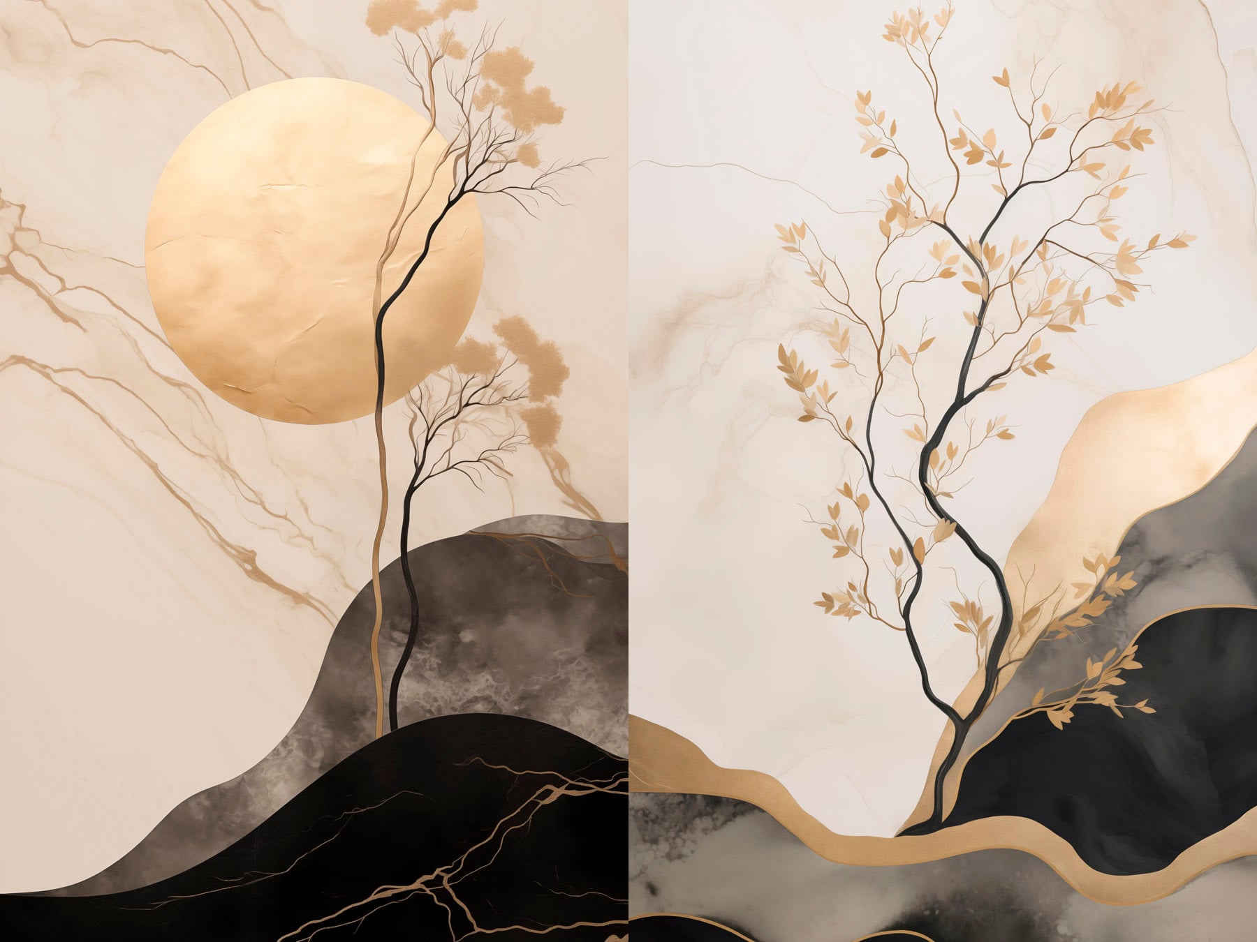 Painting of a tree and moon
