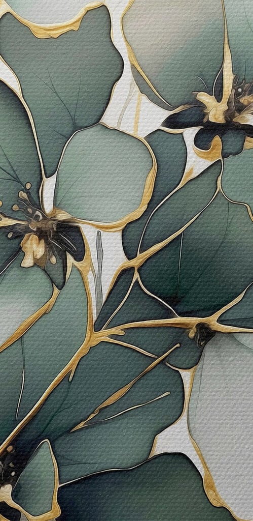 Painting of flowers and leaves