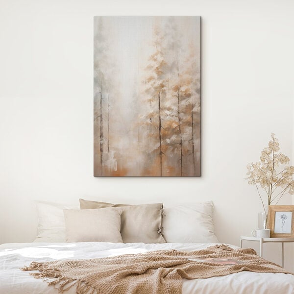 Painting of trees in fog