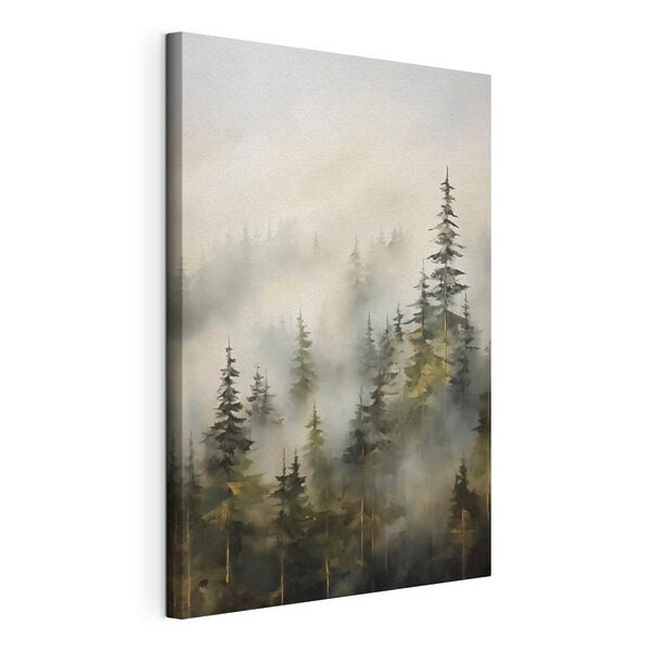 Foggy forest with trees
