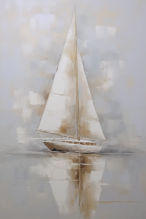 Painting of a sailboat on water