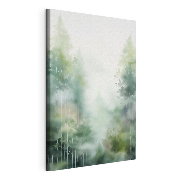 Painting of trees in the fog