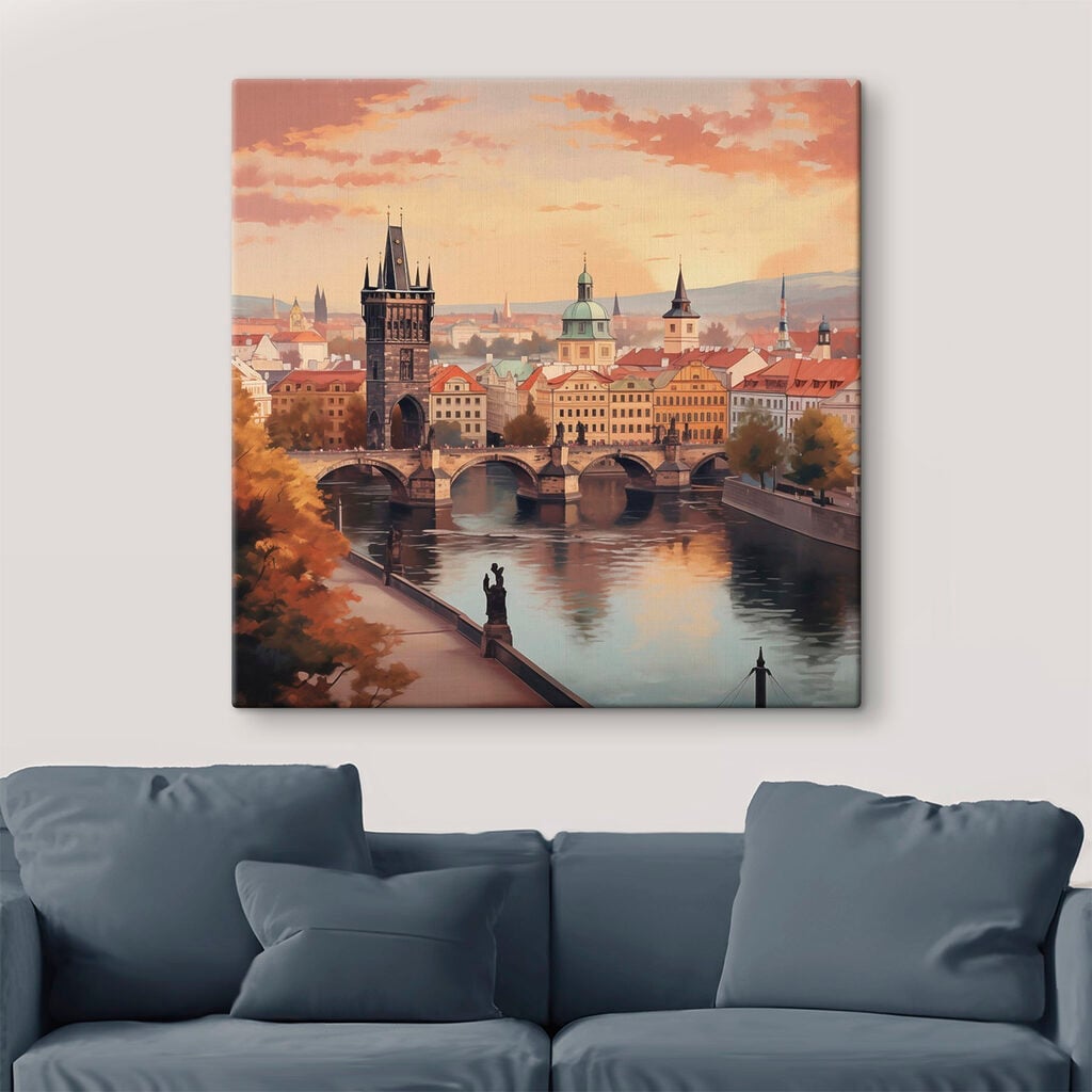Bridge over a river with a bridge and a statue