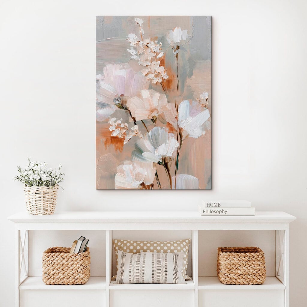 Painting of flowers on a white surface