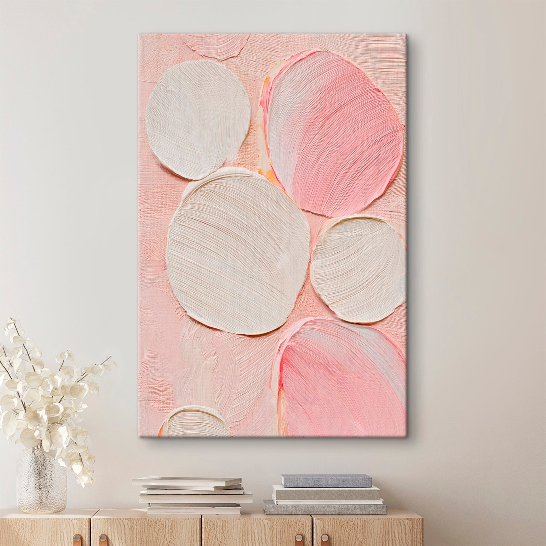 Group of white and pink circles