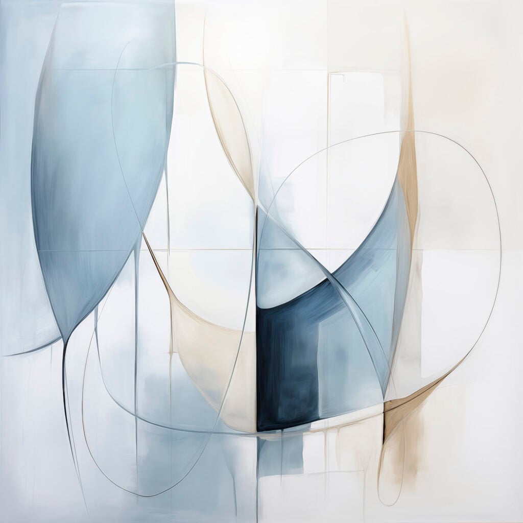 Painting of a blue and white art