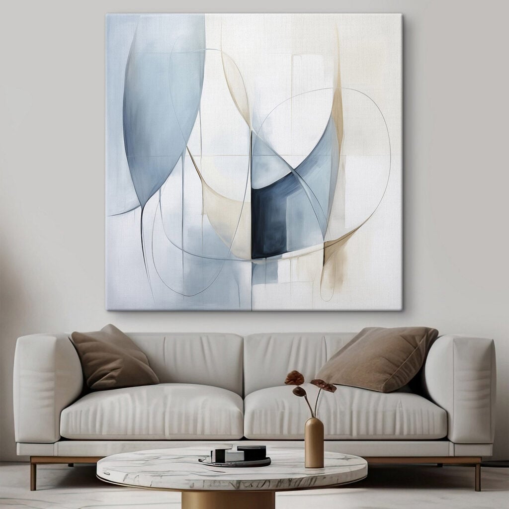Painting of a blue and white art