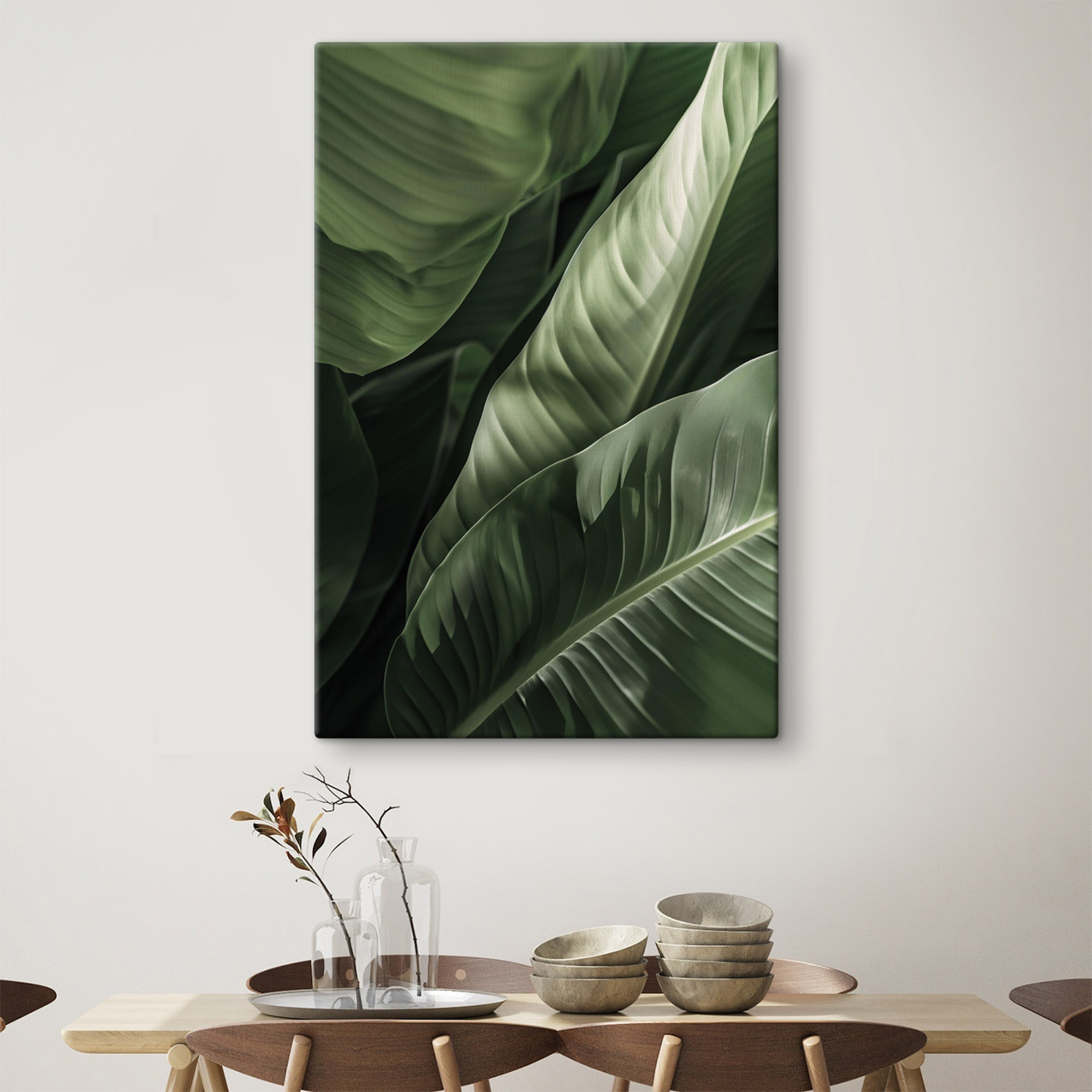 Lush green leaves in gentle light