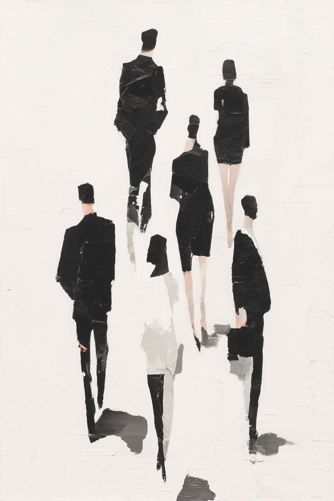Group of people in black and white
