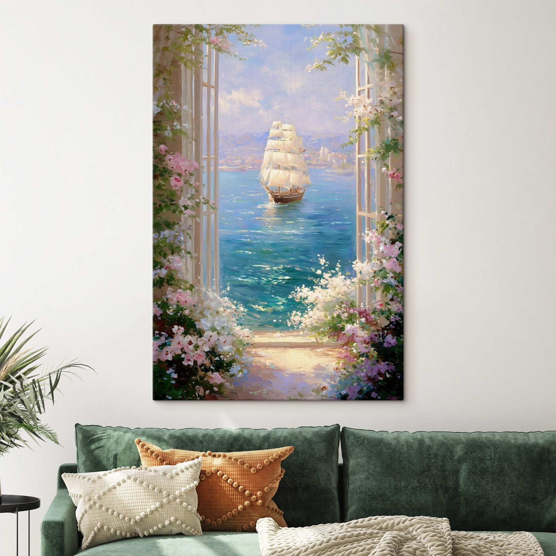 Painting of a ship in the water