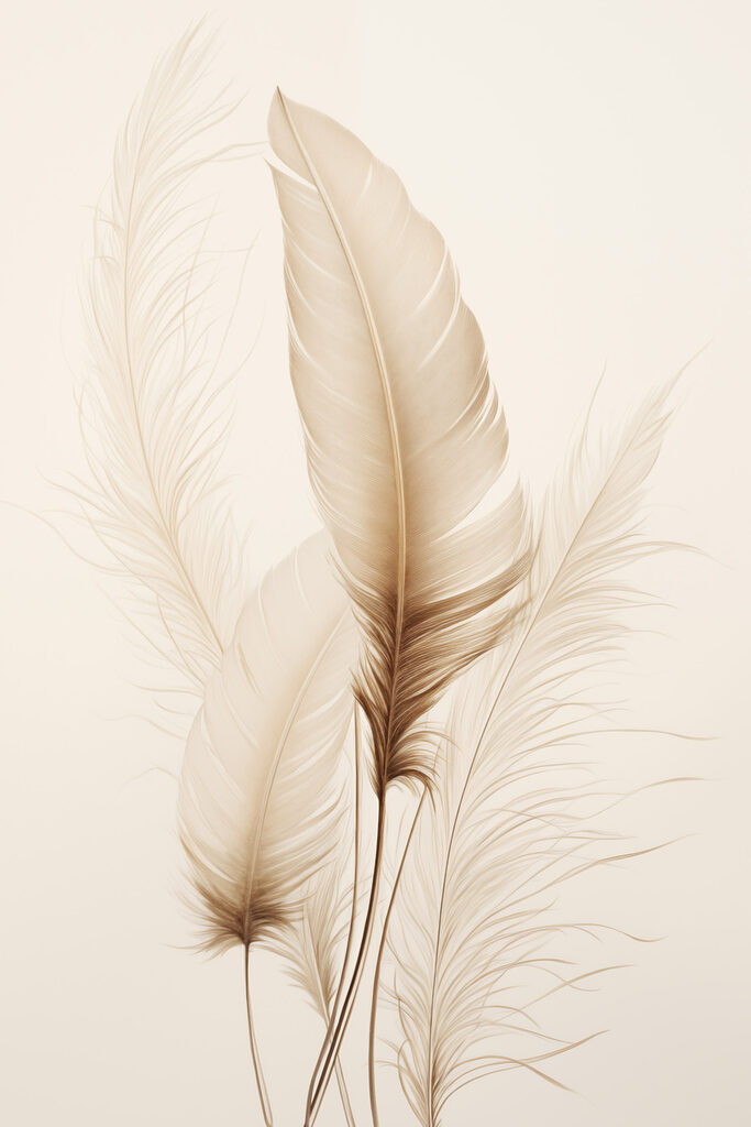 Delicate feathers against soft backdrop