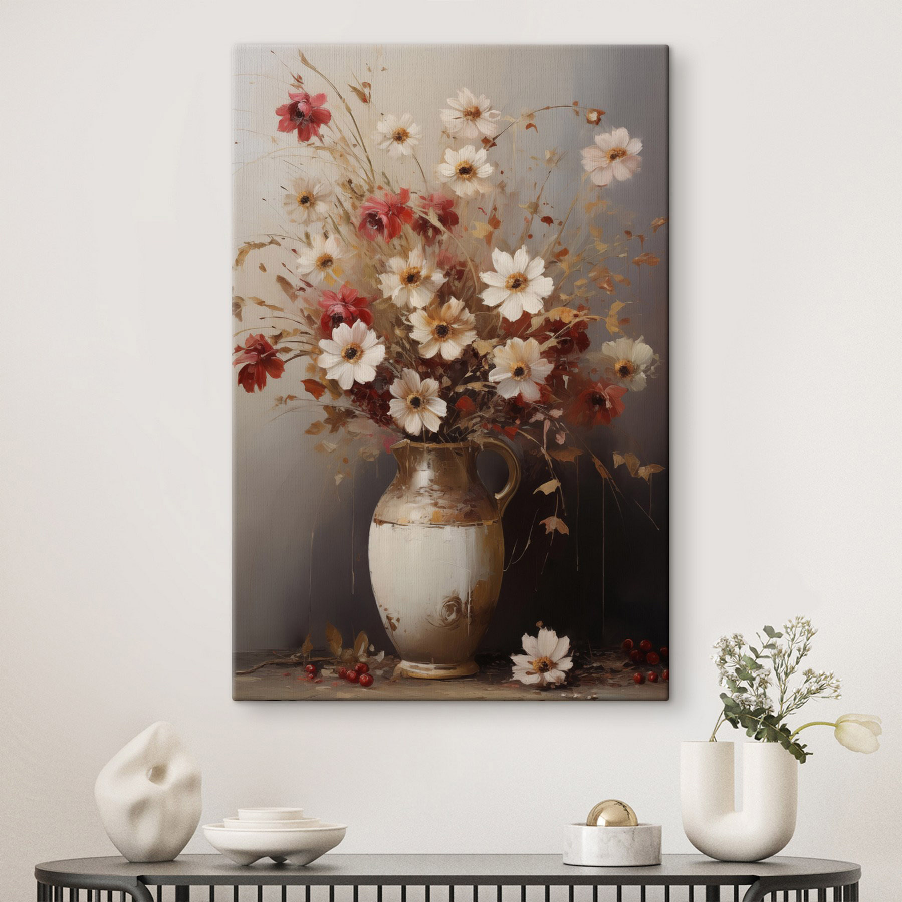 Painting of flowers in a vase