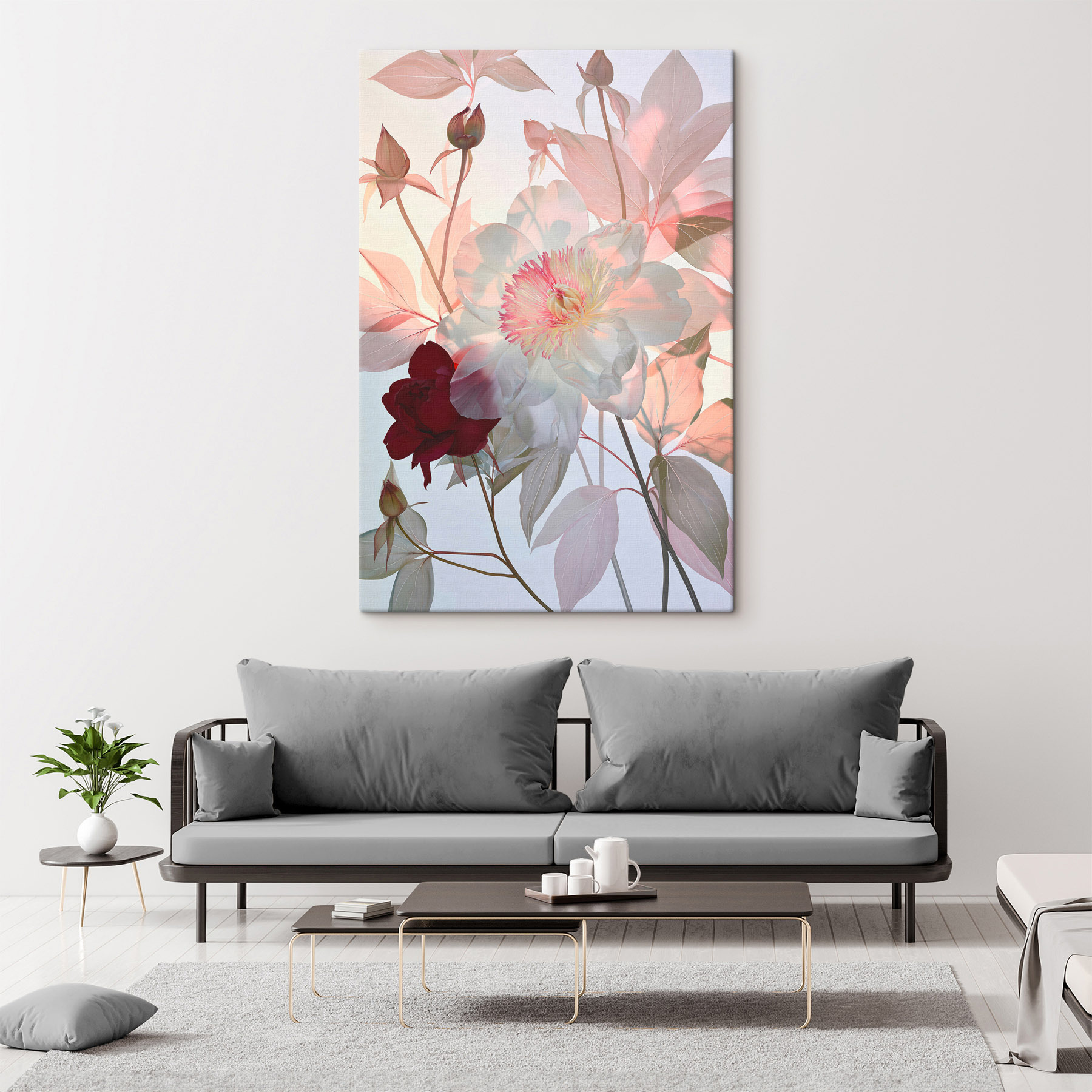 Delicate flowers in soft pastel hues