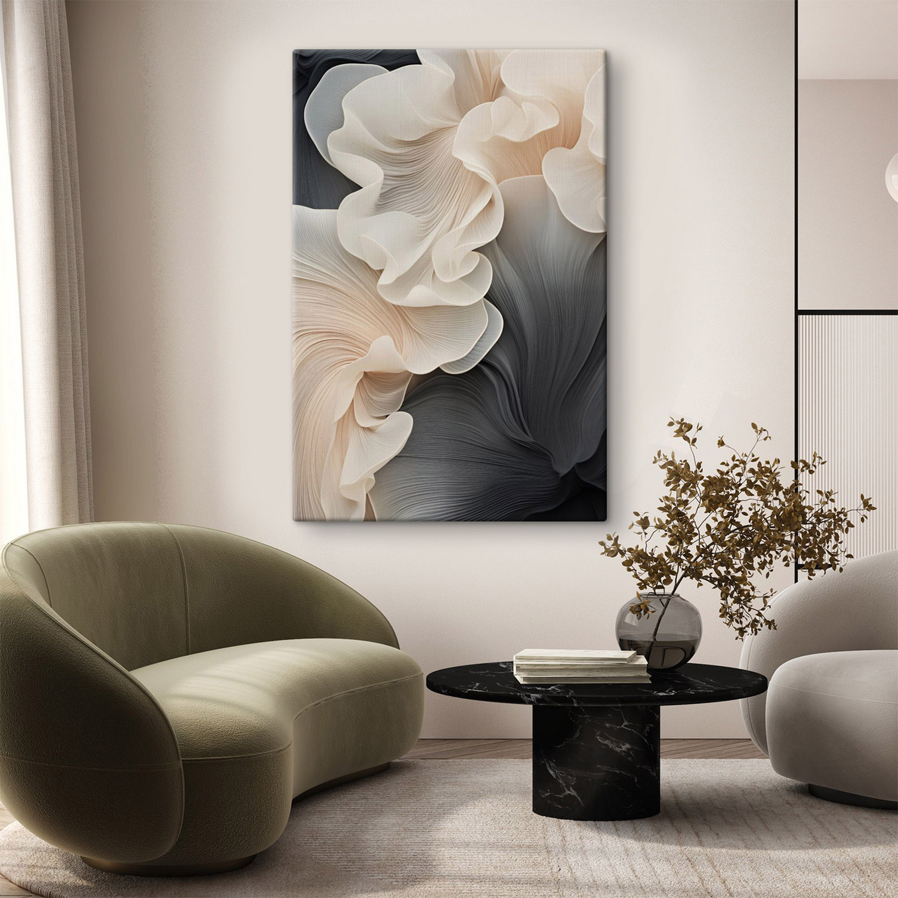 Soft petals in flowing waves