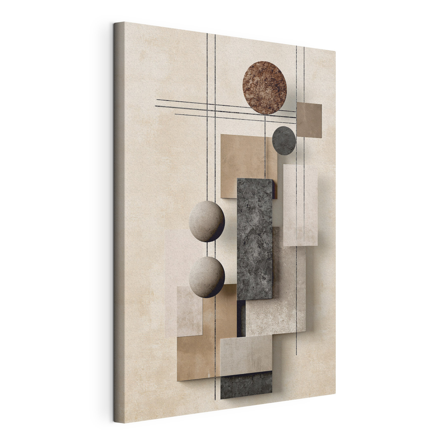Wall art with geometric shapes and circles