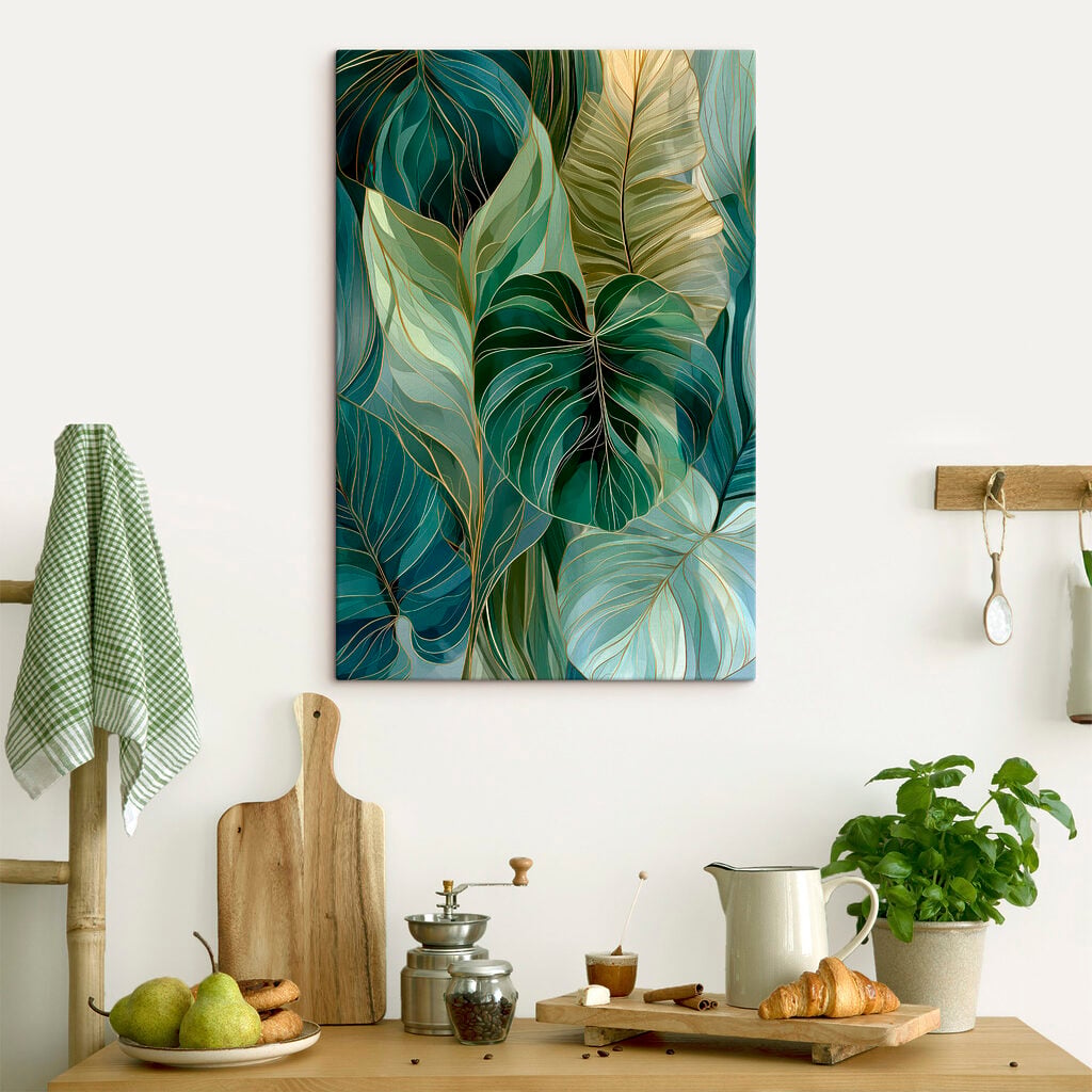 Vibrant green leaf patterns intertwined