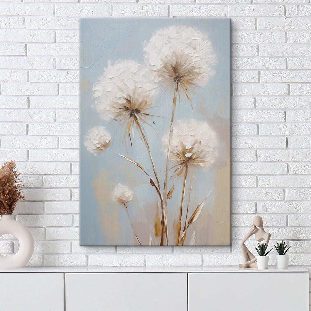 Painting of flowers on a blue background