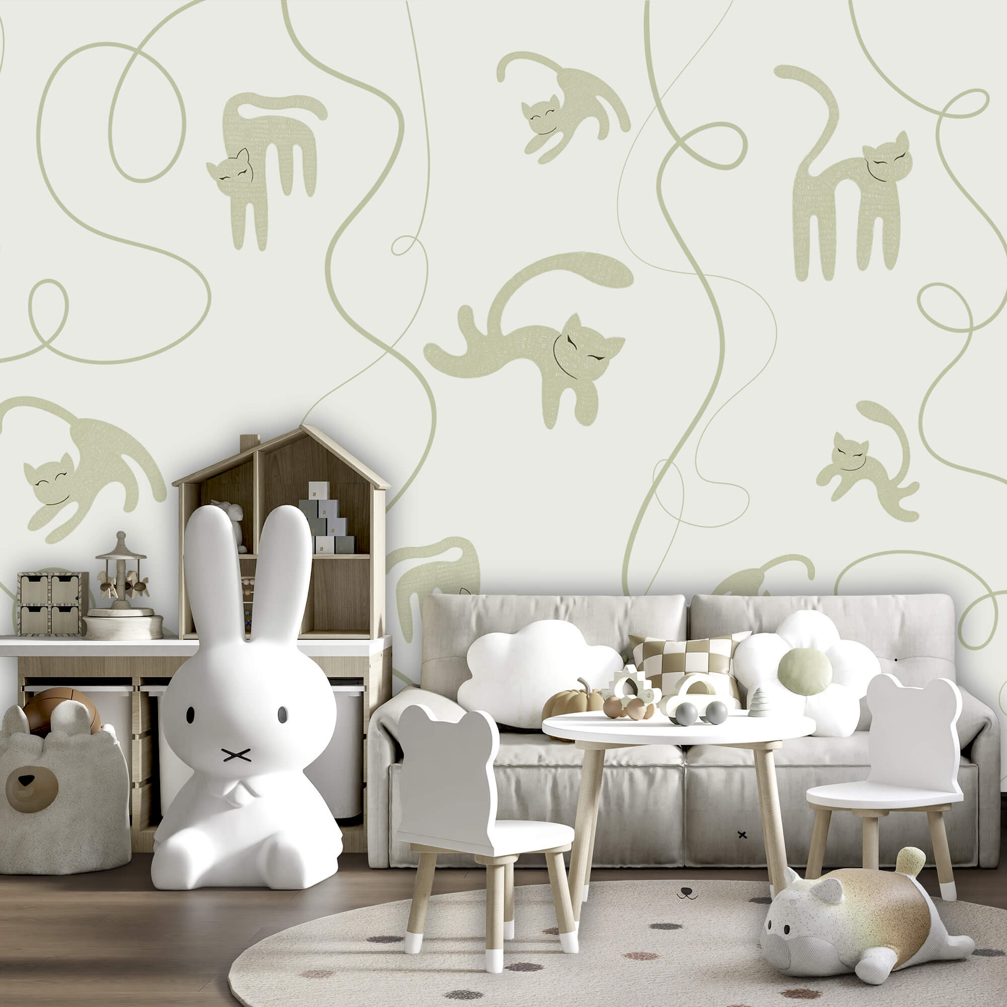 Фотошпалери Фотошпалери Візерунок із котів та лози (Артикул: t00661)